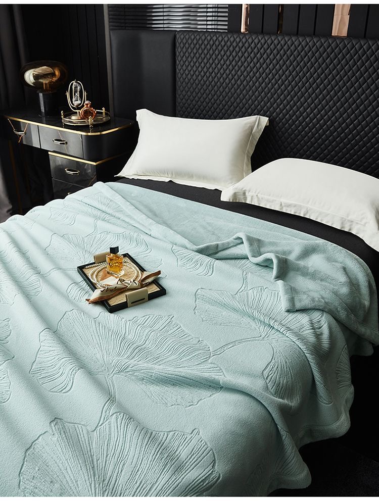 2025新品牛奶绒雕花复合毯 纯色云毯 欧美外贸跨境毛毯可视频看货详情14