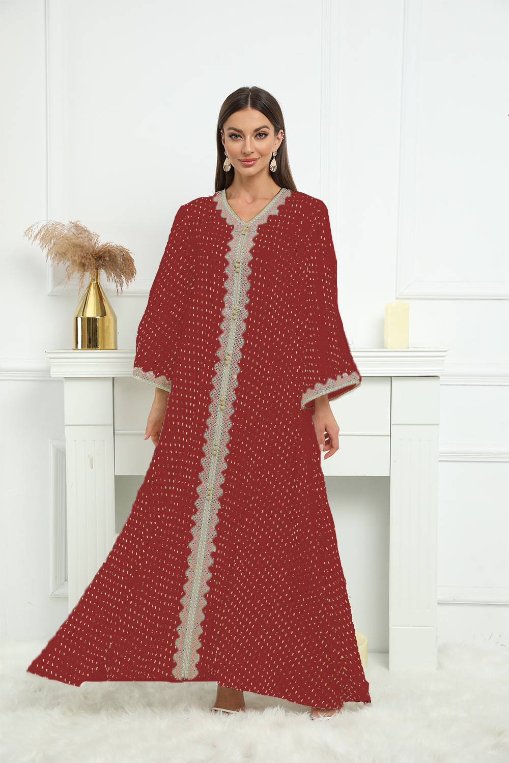 abaya summer fashion high-end women's wear from the Middle East, elegant and stylish mid-length slimming Muslim dress Specification image