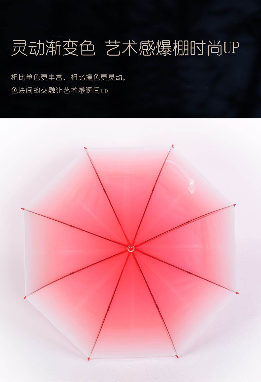 星宝渐变色学生伞55cm大塑料伞清新可爱儿童直杆伞现货批发外贸详情3