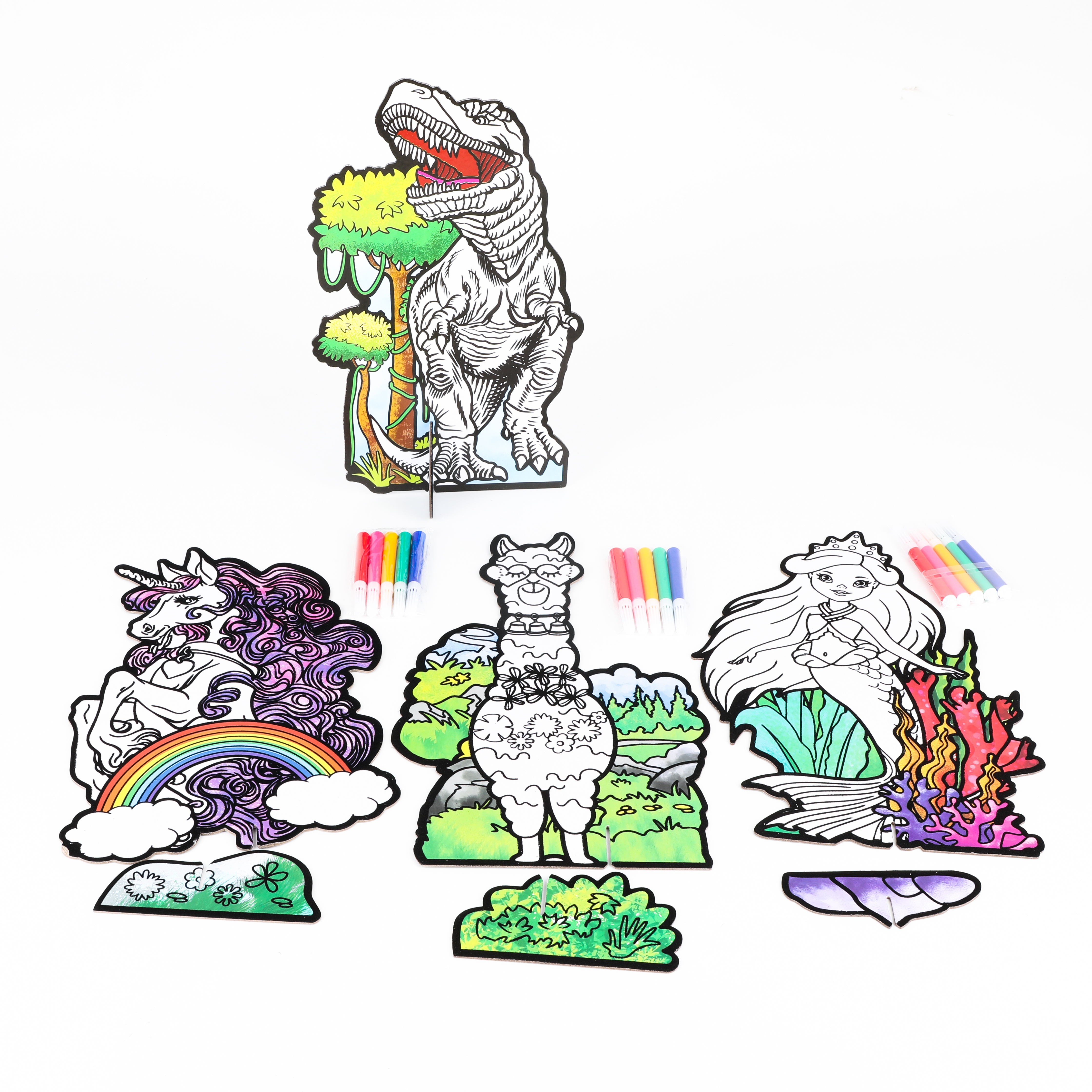 跨境涂色贴纸书儿童卡通涂鸦画画启蒙趣味节日派对主题活动涂色本