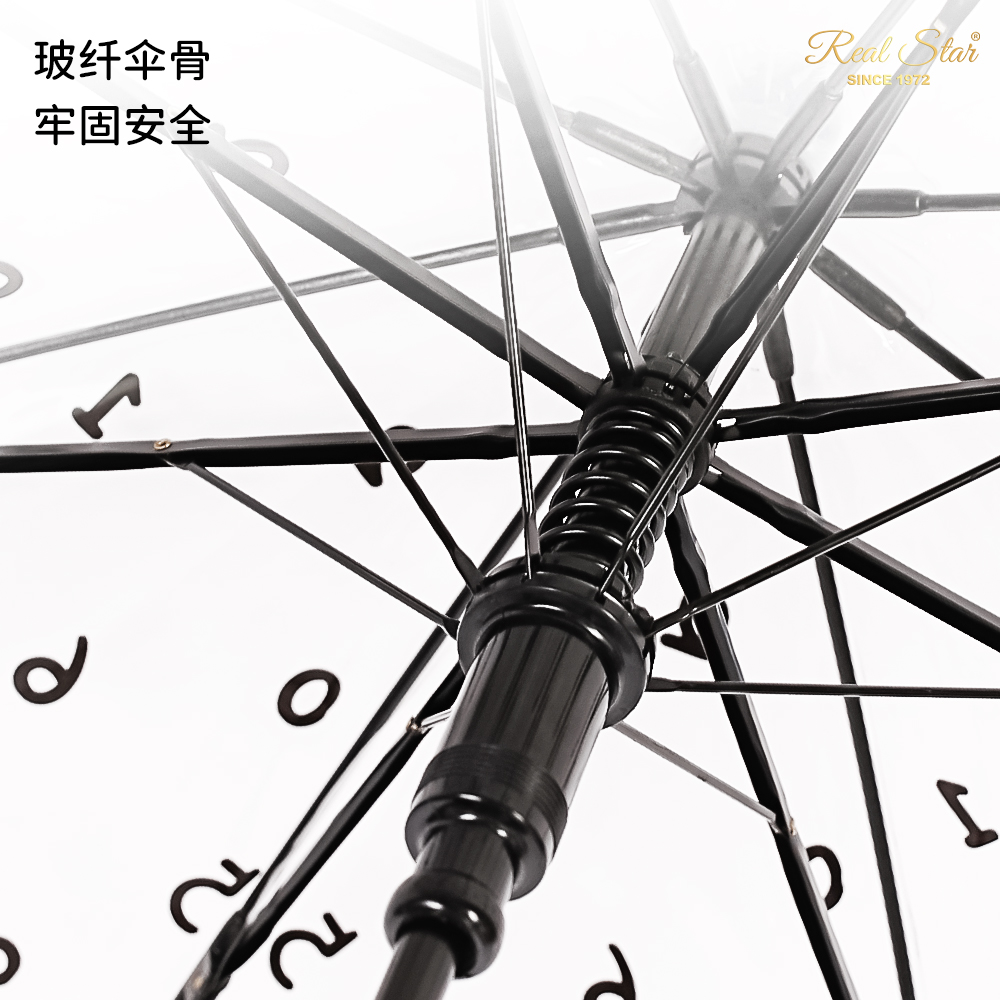 New children's umbrella, digital transparent canopy, black automatic umbrella, arched bubble umbrella, automatic opening, straight rod, plastic rain Specification image