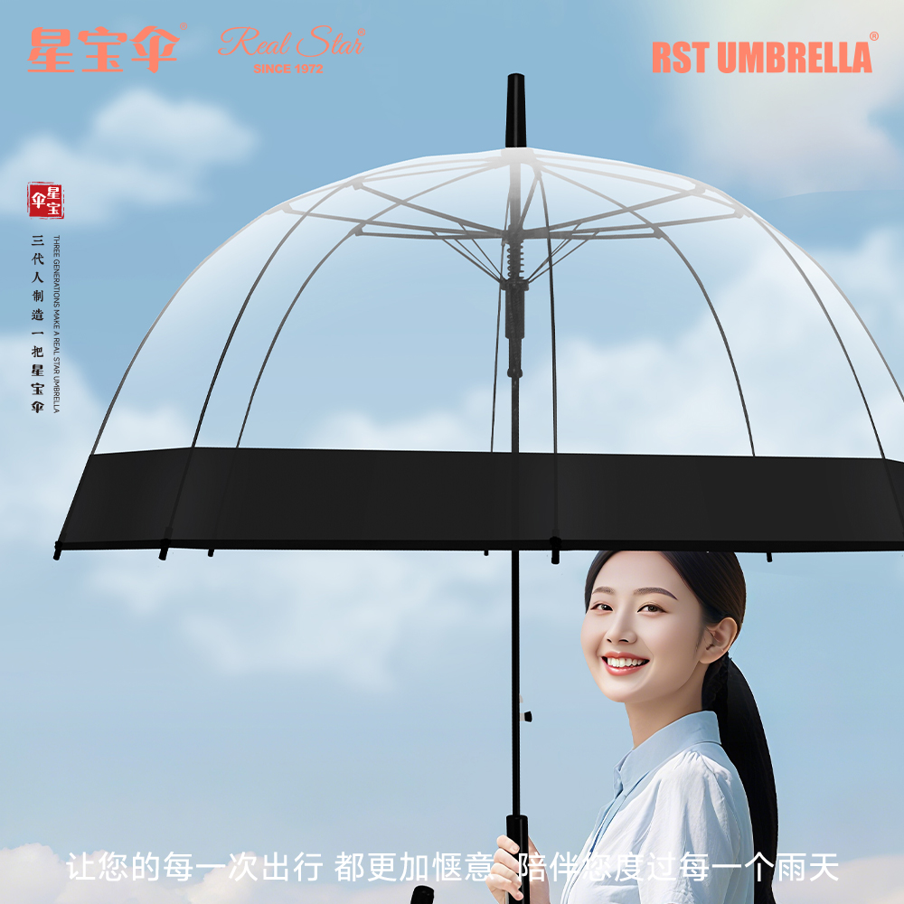 British retro wide flange transparent umbrellas, European-style Apollo arched birdcage umbrellas in stock and wholesale supply details Picture