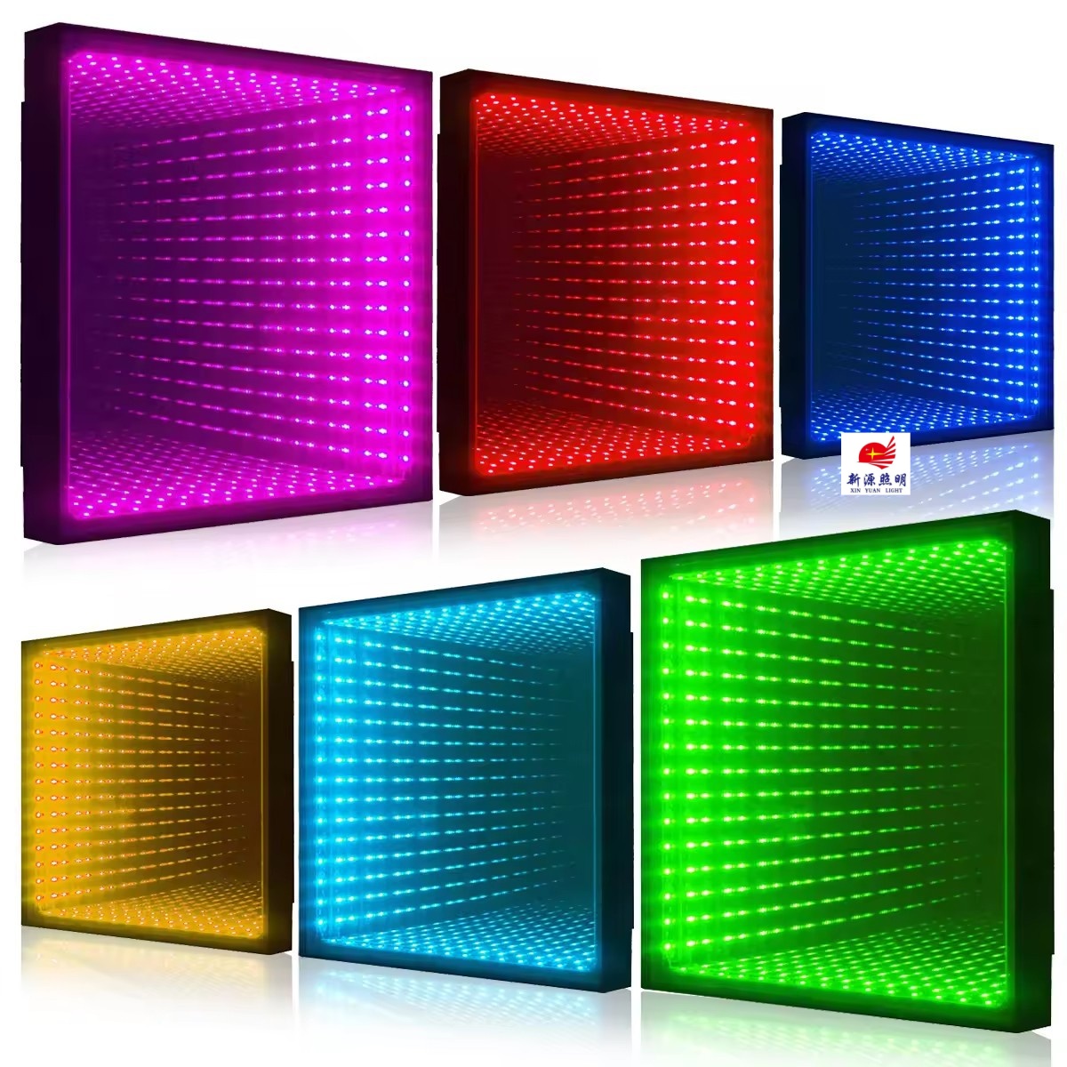 LED dance floor tiles, multi-layer mirrors, rgb ballroom floor lights, 3D infinite abyss mirrors Item Picture