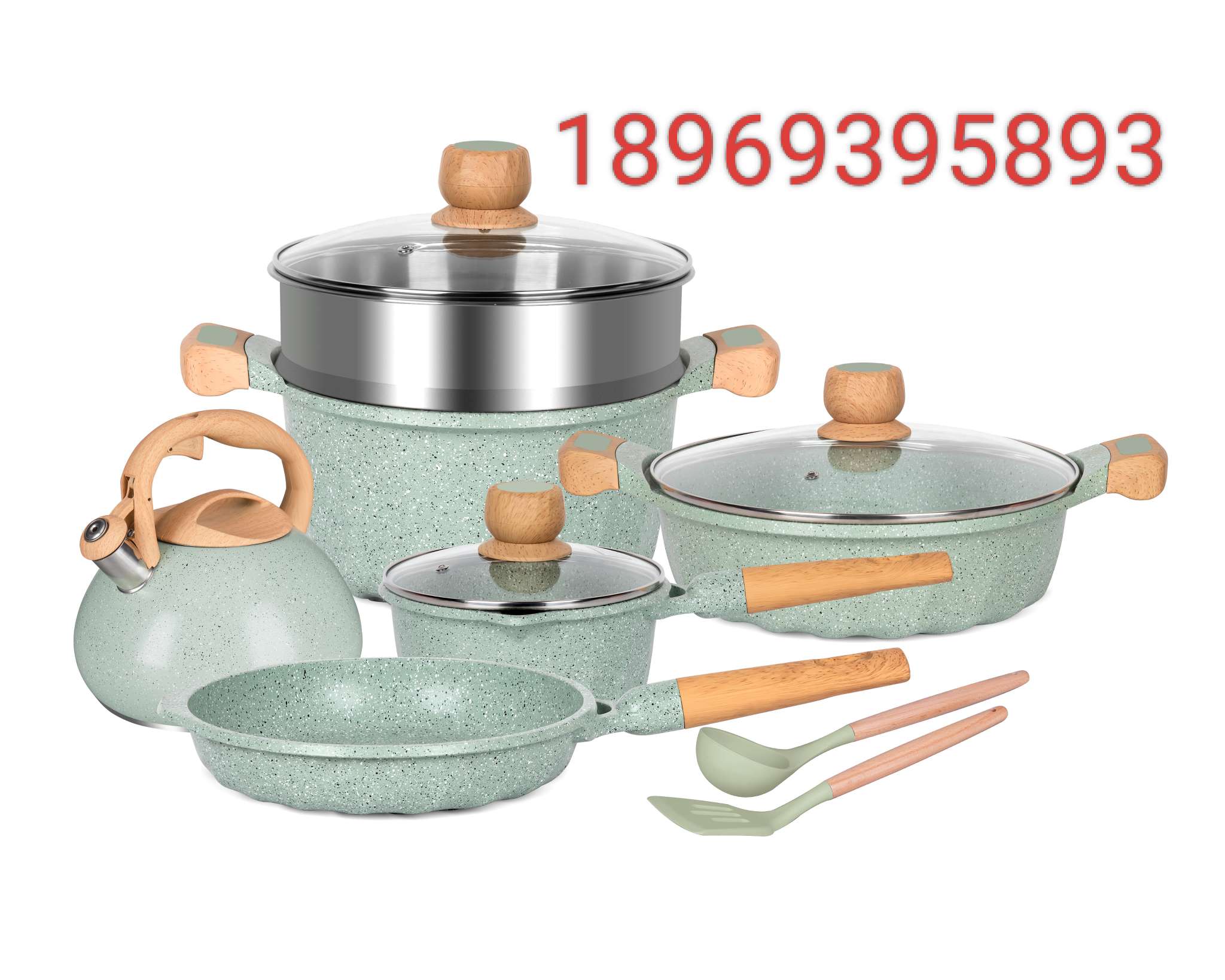 A 11-piece set of French MGC cookware