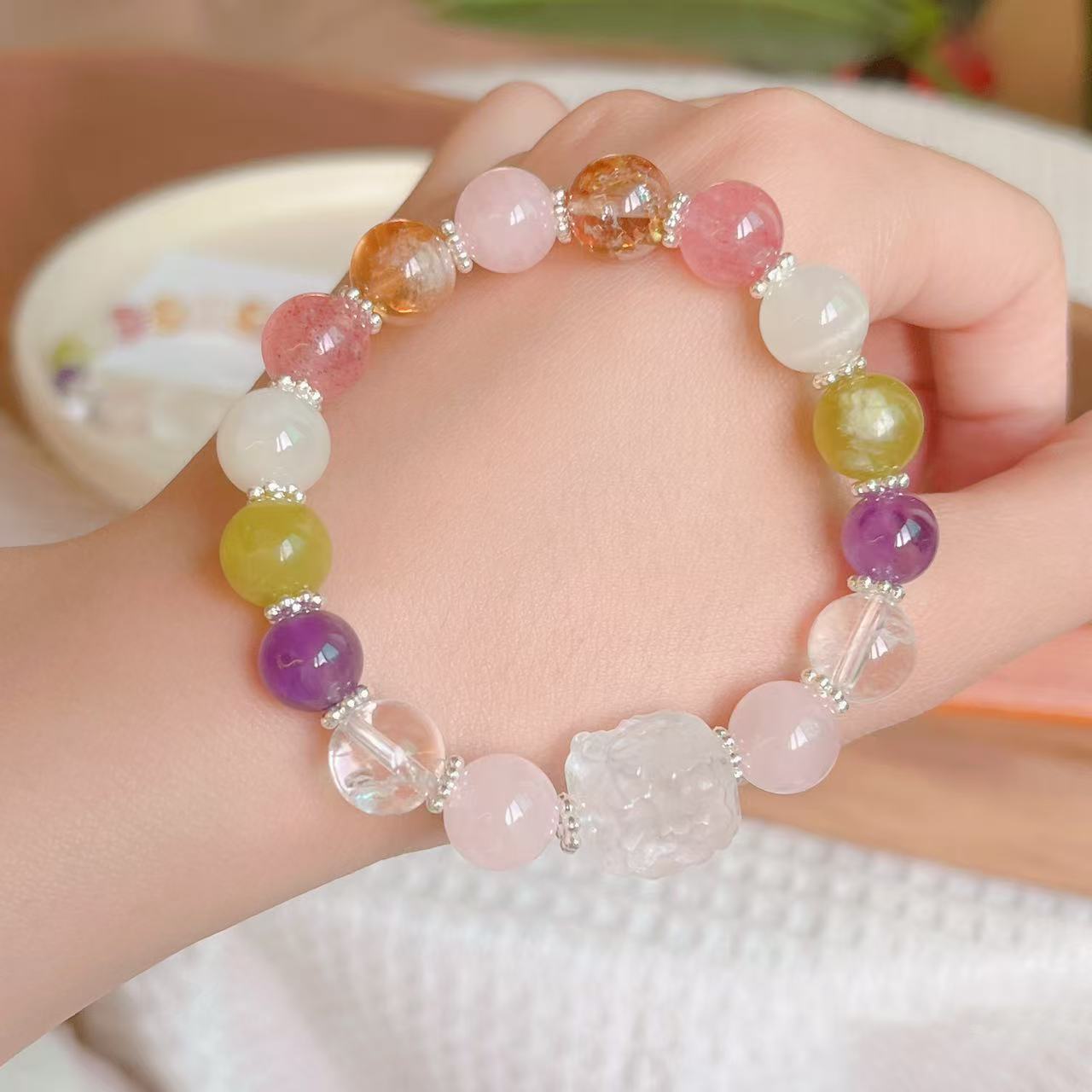 2025春季新款天然马粉水晶精致原创岫玉粉水晶异形大颗粒