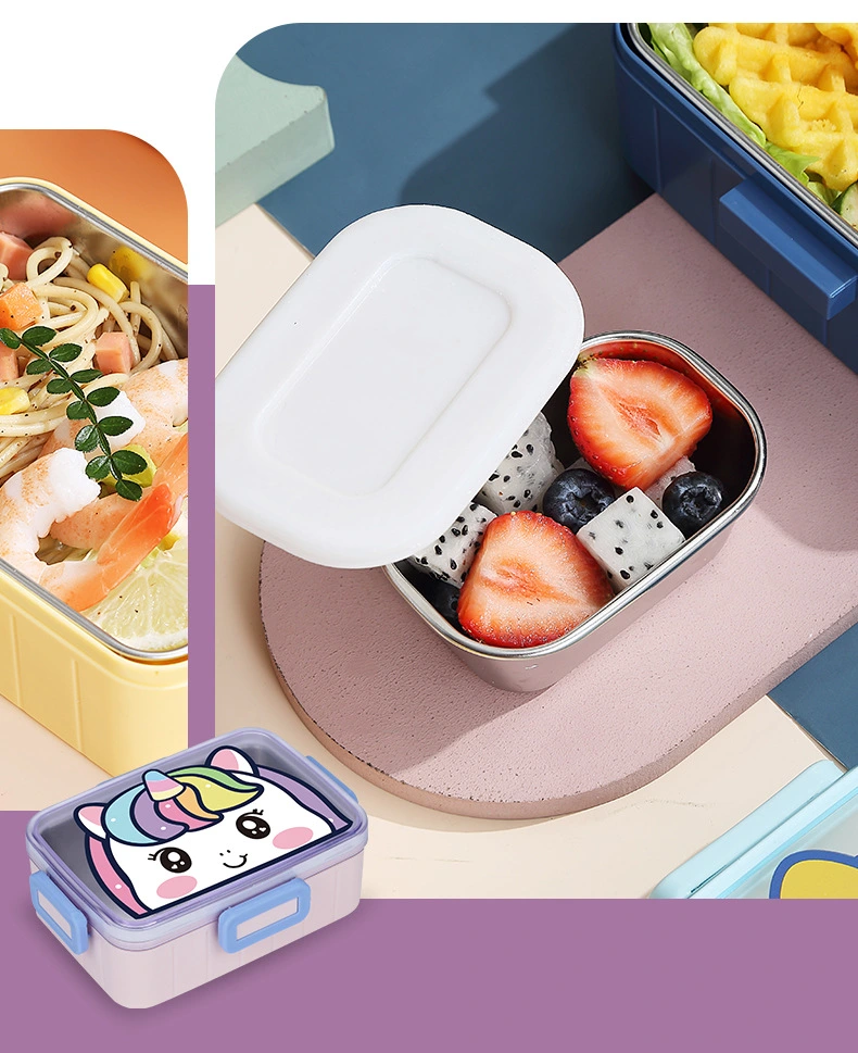 J35-2531A single-compartment lunch box, cartoon stainless steel lunch box, gift and prize, with tableware, lunch box, warm heart and stomach detail image 5