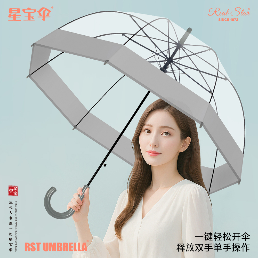 British retro wide flange transparent umbrellas, European-style Apollo arched birdcage umbrellas in stock and wholesale supply