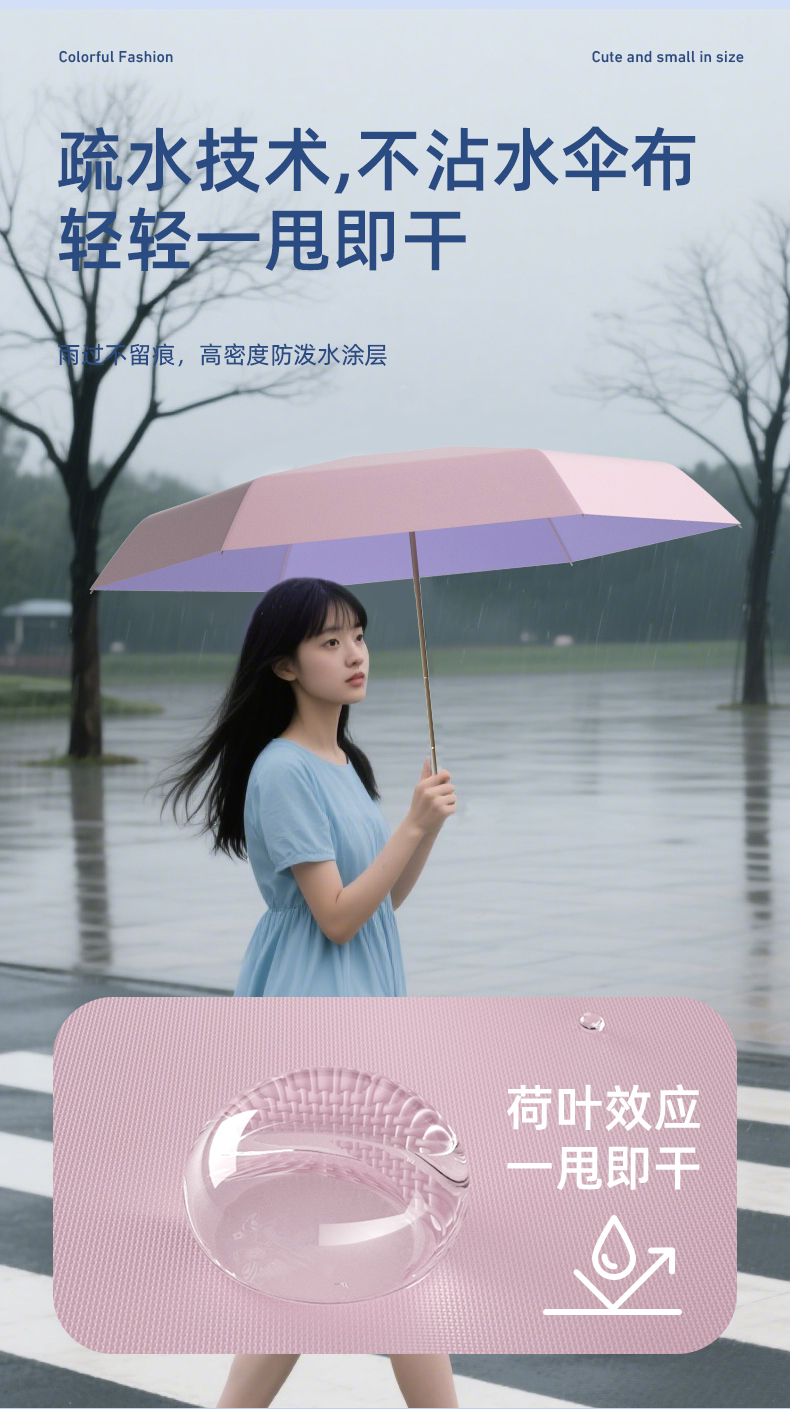 厂家现货批发雨伞迷你五折彩胶防晒口袋伞晴雨两用伞女太阳伞印字详情15