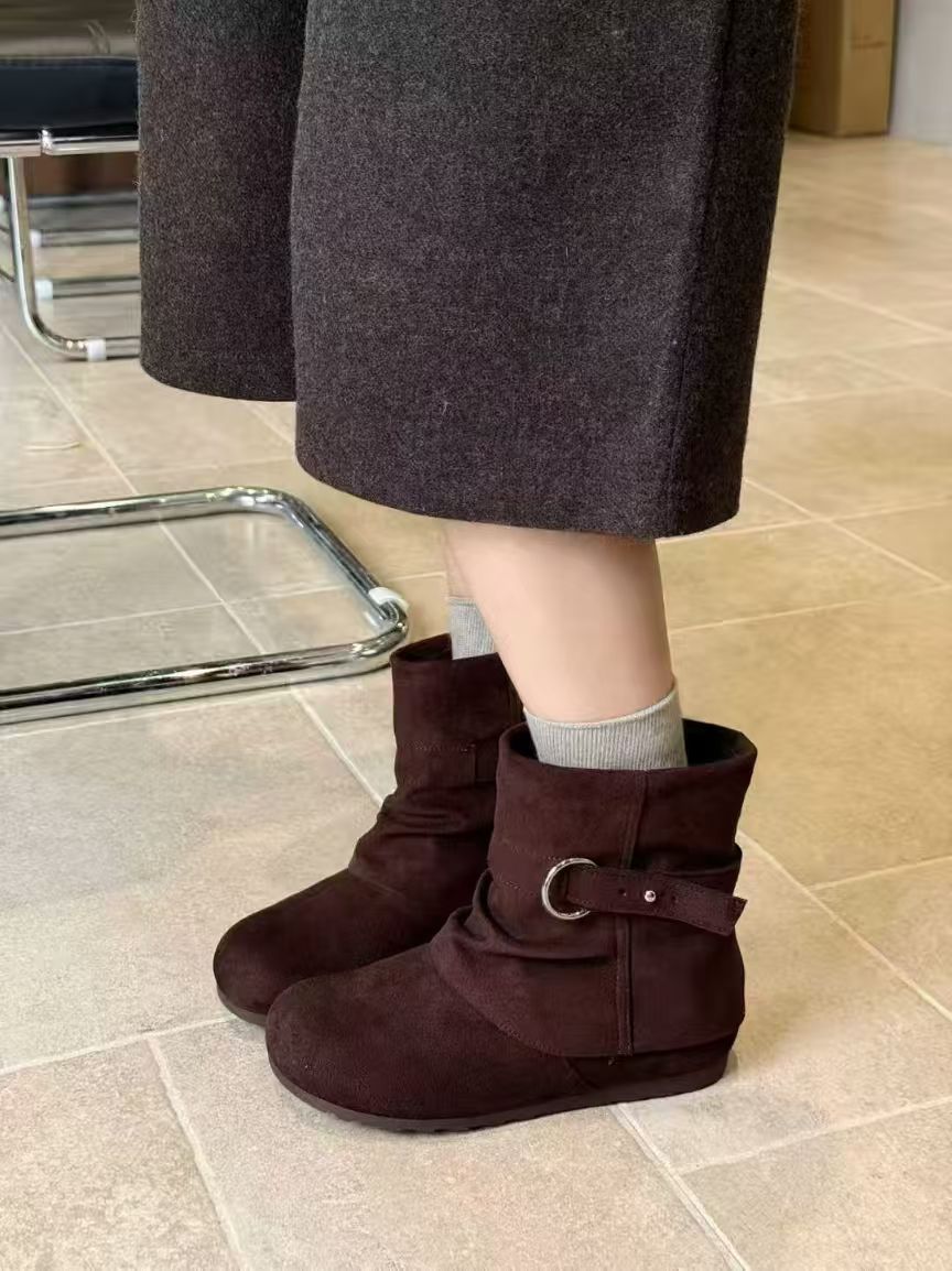 女式皮靴女式休闲皮鞋羊皮鞋内贸批发两色混搭