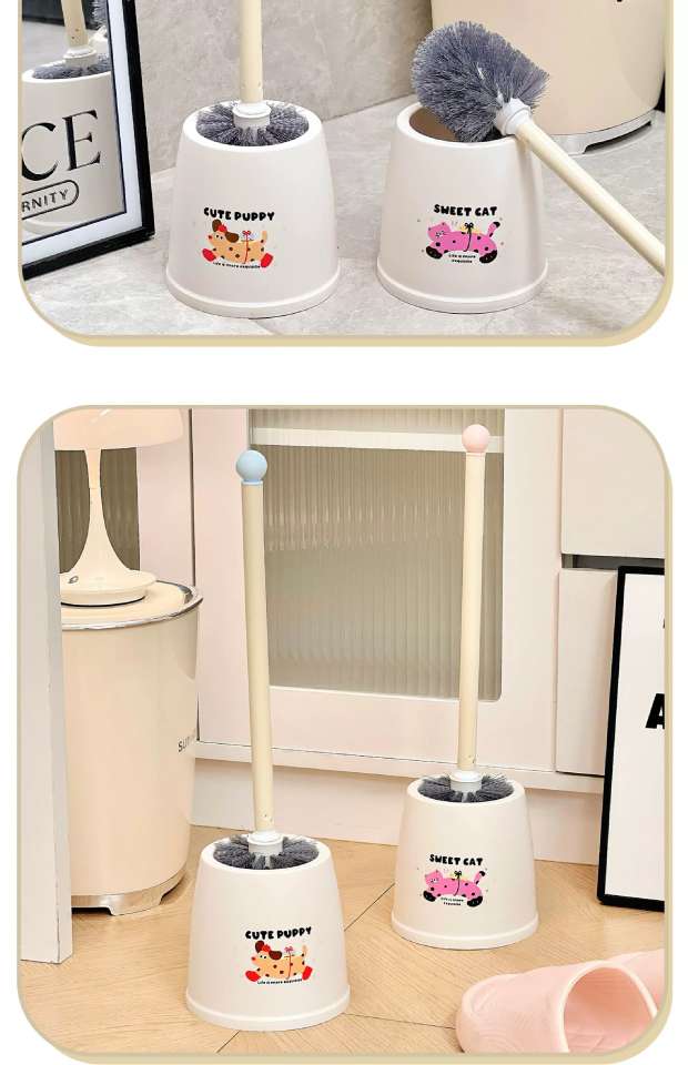 J06-7039 New model toilet brush, a cute home toilet brush with no blind spots, an extended base, and a long handle for cleaning the toilet detail image 7