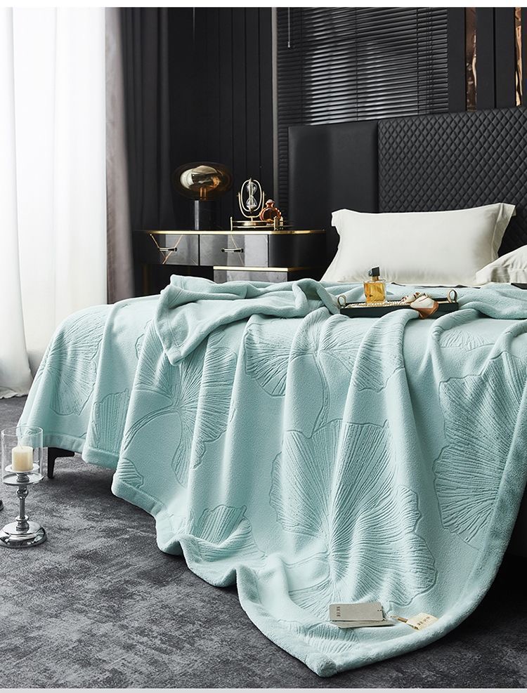 2025新品牛奶绒雕花复合毯 纯色云毯 欧美外贸跨境毛毯可视频看货详情23