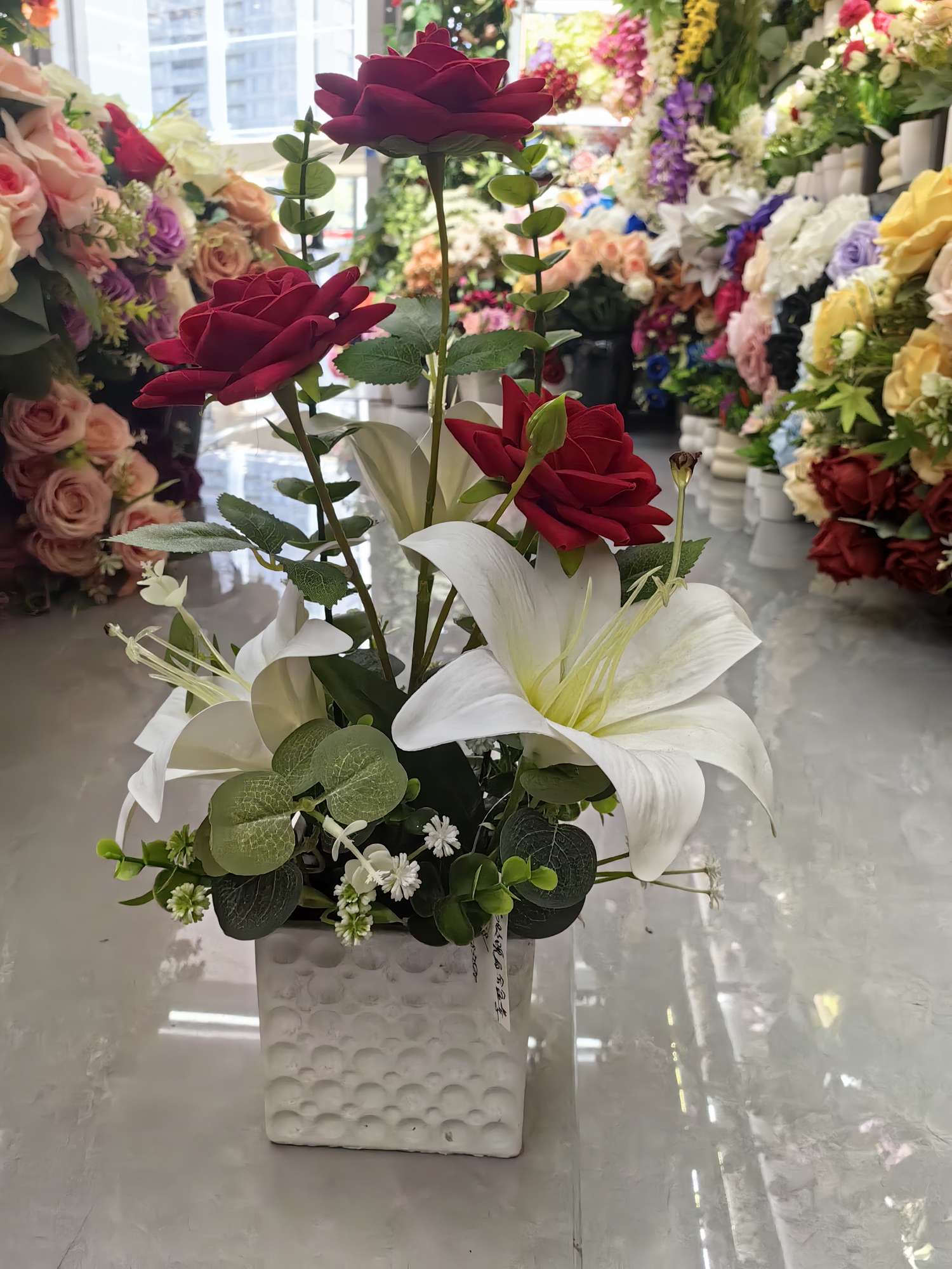 仿真花饰绢花教师节礼物璜山工艺仿真花玫瑰百合盆景向日葵花头家饰装饰品