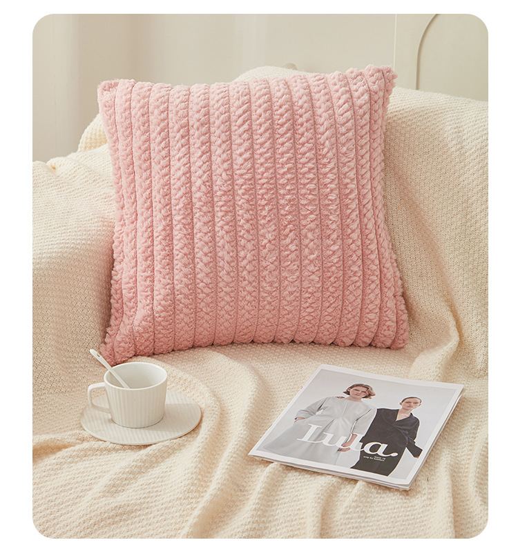 新款宽条仿兔毛抱枕亚马逊抱枕套现代北欧ins风靠枕跨境纯色靠垫629详情9