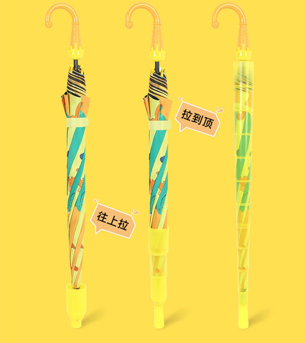 The black rubber automatic long umbrella with waterproof cover and colorful cartoon umbrella are suitable for children pic 8