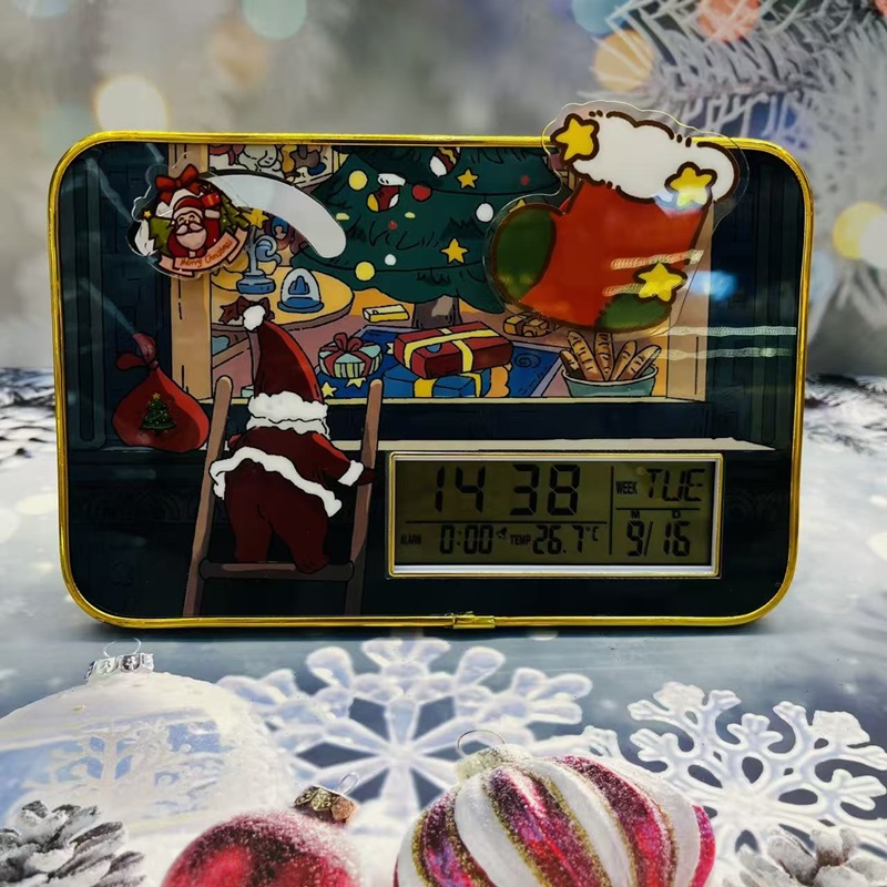 Christmas clock, table clock, living room clock, new creative pendulum clock, decorative desktop small ornaments, silent clock decoration pic 2