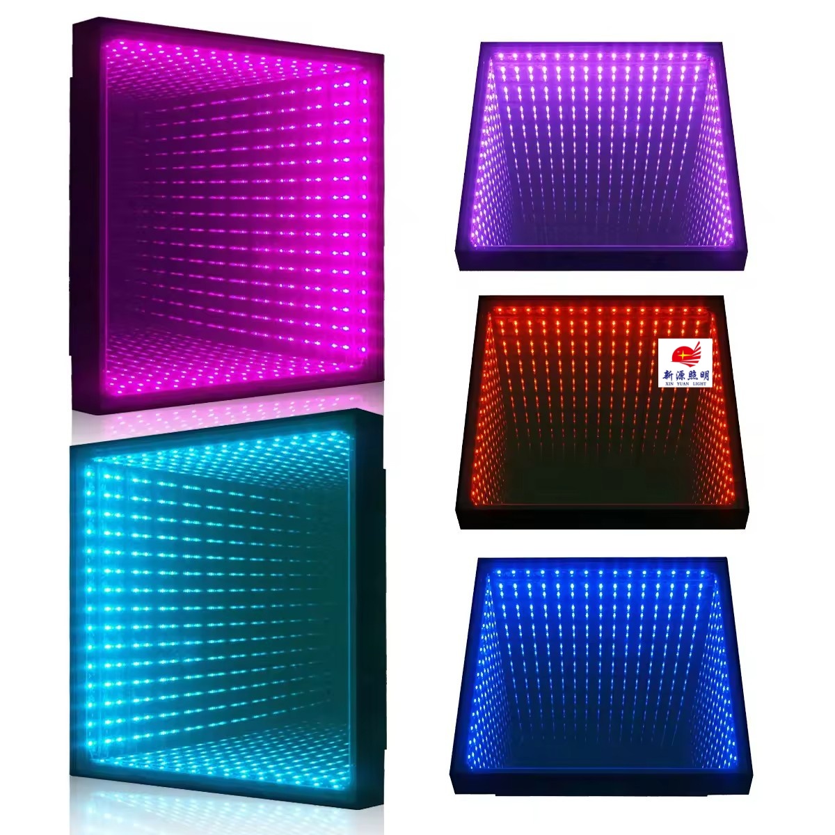 LED dance floor tiles, multi-layer mirrors, rgb ballroom floor lights, 3D infinite abyss mirrors details Picture