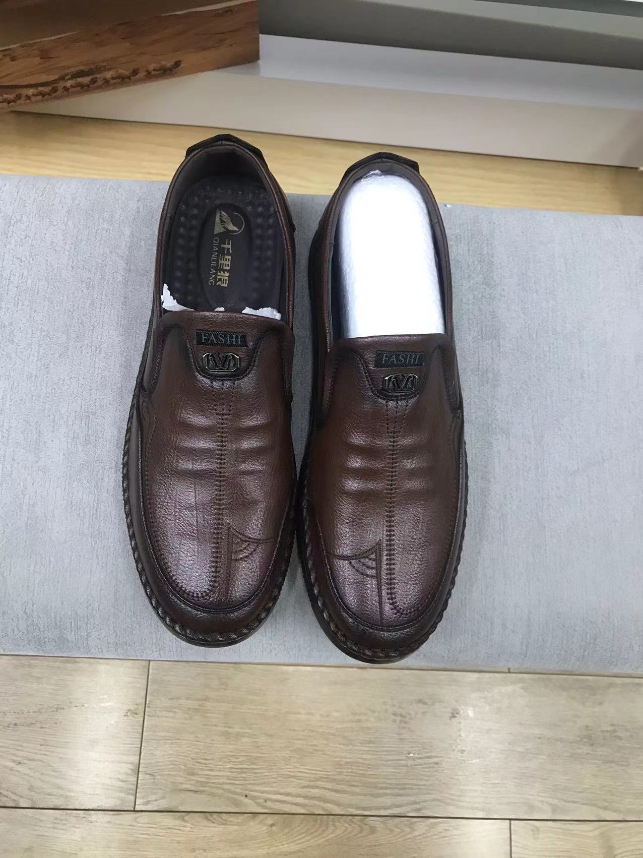千里狼褐色牛筋底皮鞋男士休闲皮鞋批发零售