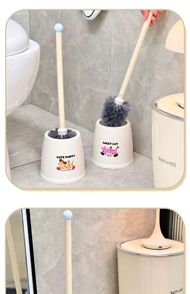 J06-7039 New model toilet brush, a cute home toilet brush with no blind spots, an extended base, and a long handle for cleaning the toilet detail image 6