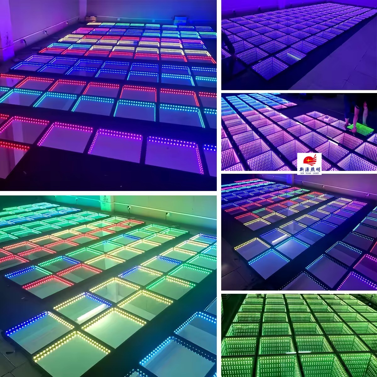 LED dance floor tiles, multi-layer mirrors, rgb ballroom floor lights, 3D infinite abyss mirrors Application Scenario