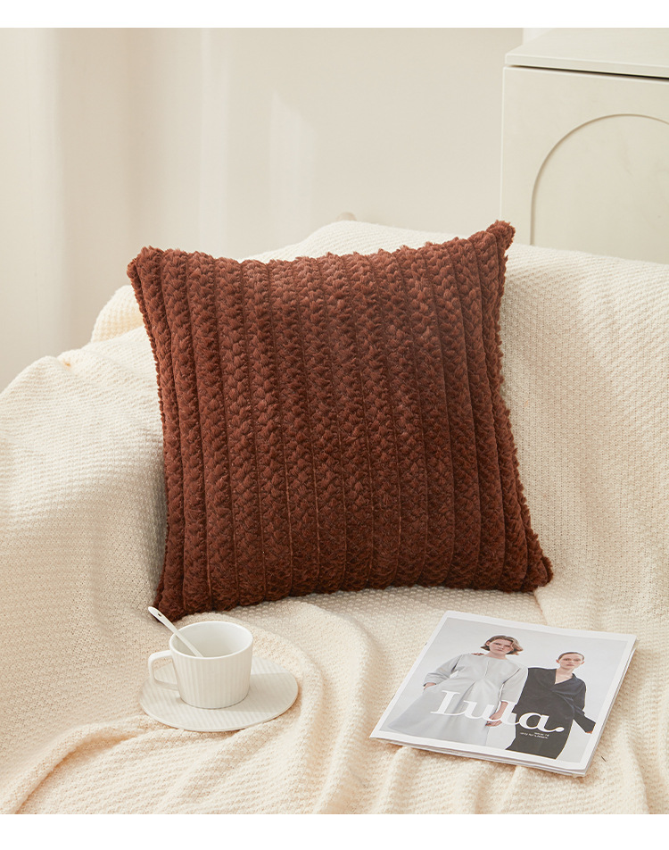 新款宽条仿兔毛抱枕亚马逊抱枕套现代北欧ins风靠枕跨境纯色靠垫629详情8