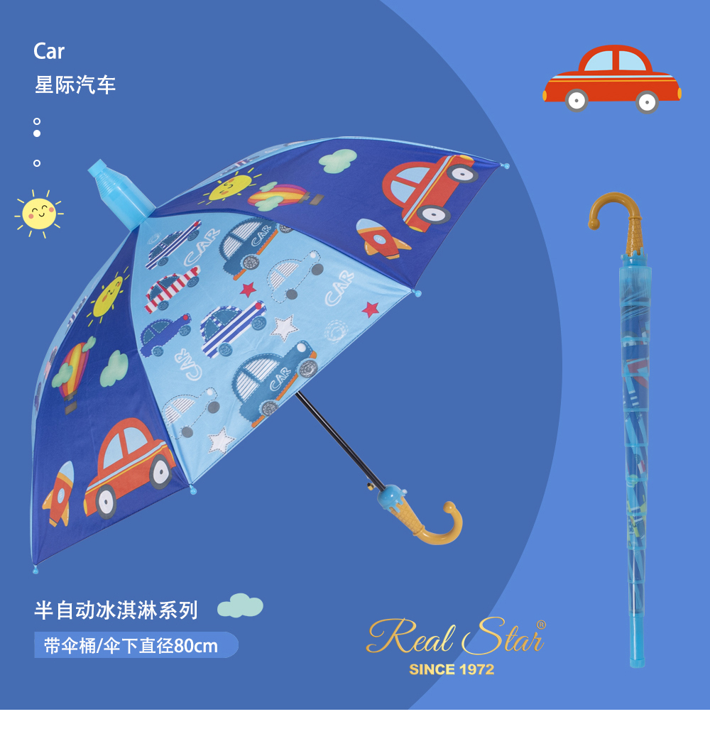 The black rubber automatic long umbrella with waterproof cover and colorful cartoon umbrella are suitable for children pic 23