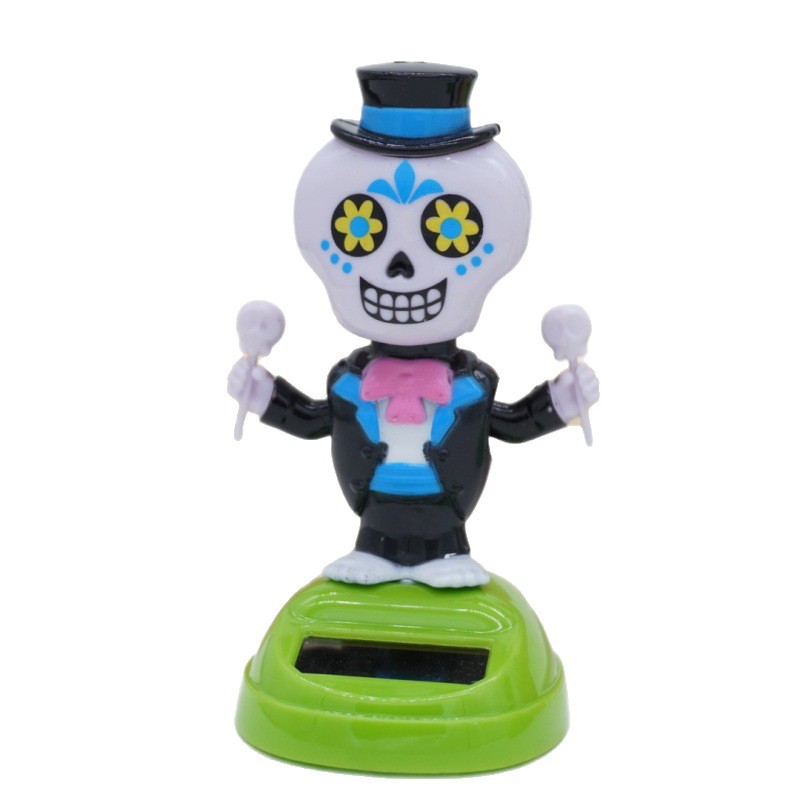 Halloween solar car figurines, Ghost Festival rocking animals, indoor and outdoor courtyard party decorations, Day of the Dead Halloween skull accessories details Picture