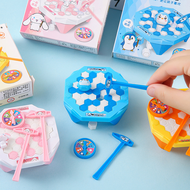 A parent-child tabletop game toy of the same style as Douyin, featuring a two-player battle game where you smash ice blocks to save the ice-breaking little penguin details Picture