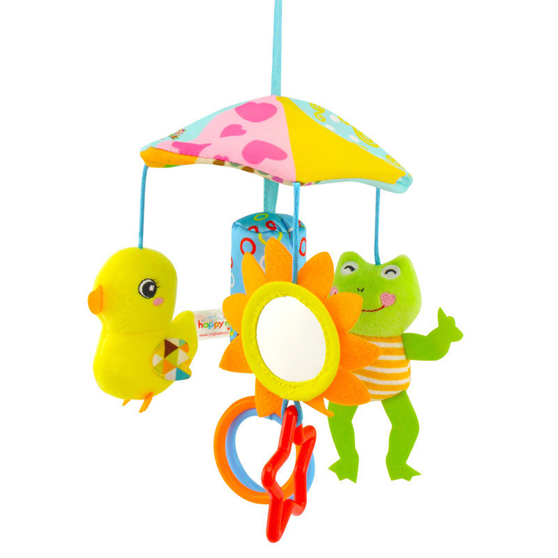 Baby bed bell, baby plush educational car seat, stroller hanging piece, rotating wind chime, ringing bell soothing toy details Picture