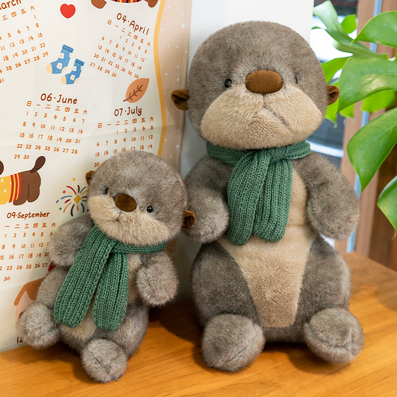 New realistic scarf, otter plush toy doll, sleeping pillow, cloth doll, children's birthday gift details Picture