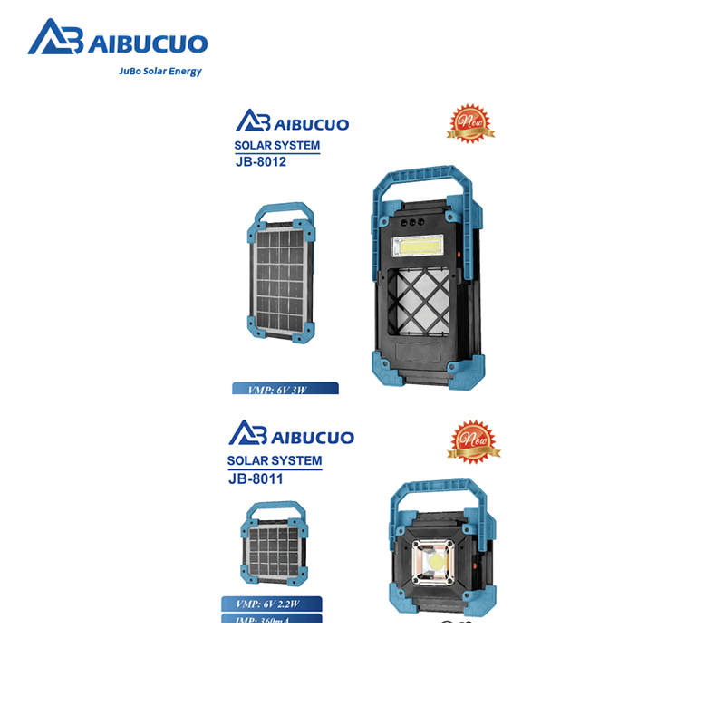 AIBUCUO JB-8011 8012 Solar lamp, household suspended spotlight, outdoor solar system lamp, vertical charging ABS shell lighting lamp Specification image