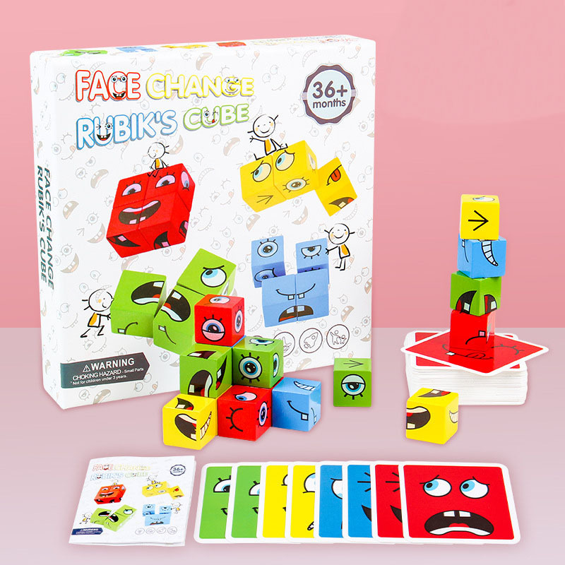 Thinking training, smile Changing face Rubik's Cube, educational toy, parent-child interactive game, concentration thinking training, children's building blocks full figure