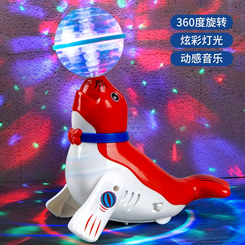 Cross-border children's omnidirectional rotating light, music, projection, dancing, top ball, sea lion, dolphin, electric toy, Douyin, Internet celebrity details Picture