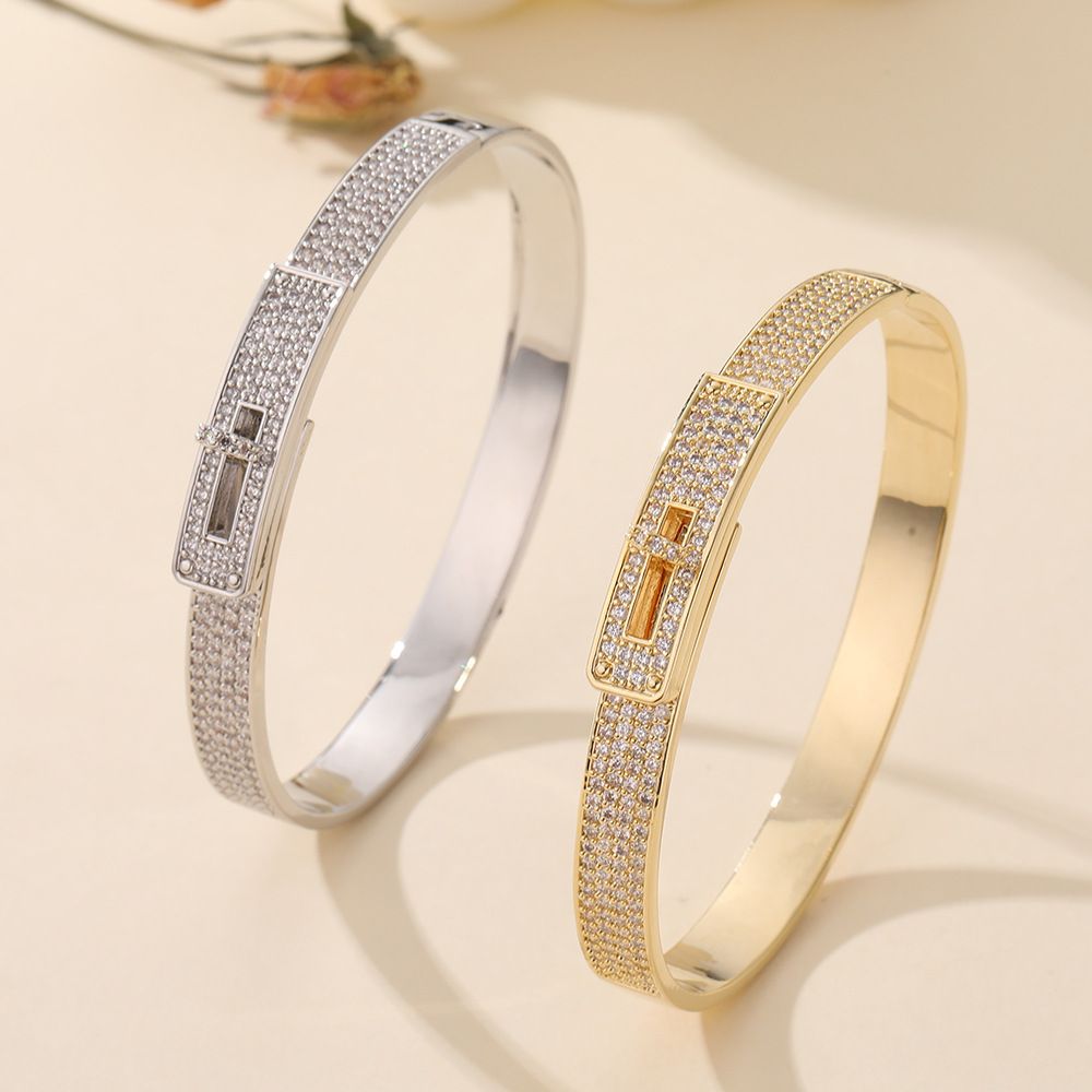Rose gold 24k copper gold-plated leather bracelet, s999 pure silver ring, gold accessory, fashionable and trendy Item Picture