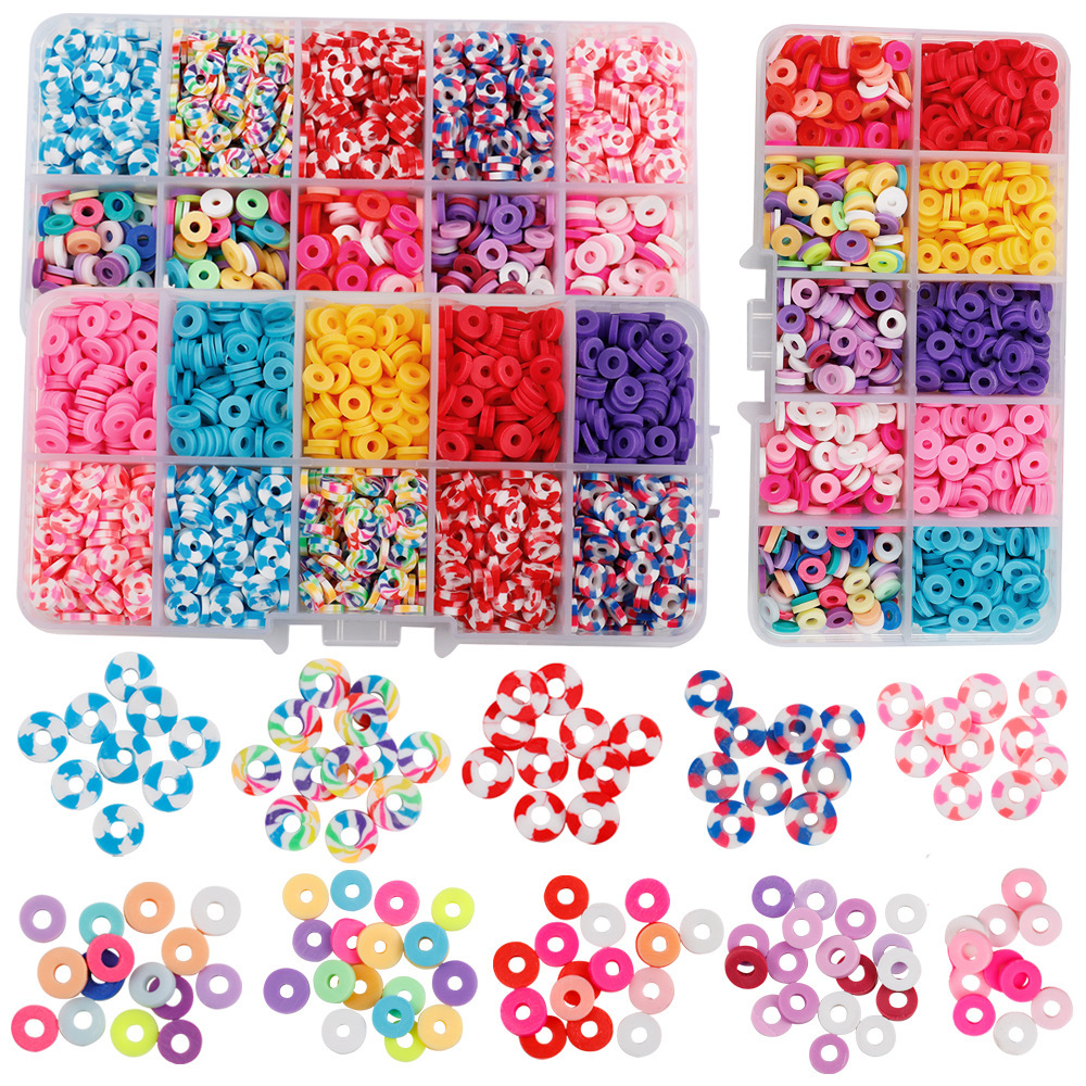 Amazon 10-grid clay bead slices mixed color soft clay pieces 6mm bracelet DIY handcrafted beaded jewelry accessory set Item Picture