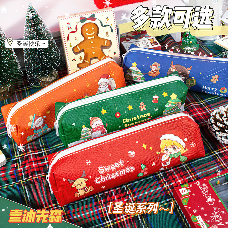 Christmas pencil case, student Christmas gift, Christmas small gift, pencil case, large capacity stationery box, PU pencil case Application Scenario