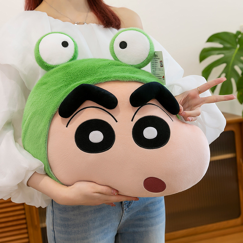 The official new cartoon Crayon Shin-chan head-shaped throw pillow, home cushion, living room sofa decoration, office lumbar support pillow Specification drawing