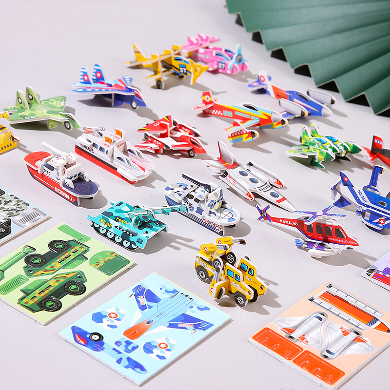 Children's paper 3D military jigsaw puzzle, 3D dinosaur tank, handmade jigsaw puzzle, diy toy, kindergarten gift batch Application Scenario