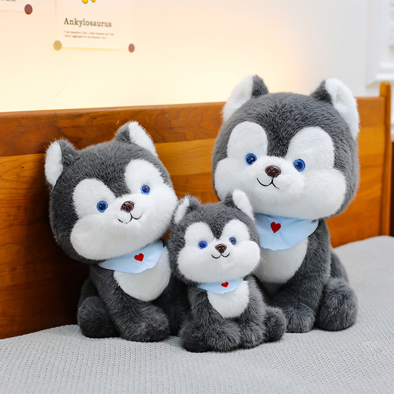 New Q-style scarf, husky doll, cute sitting dog doll, plush toy for your girlfriend as a children's gift Application Scenario