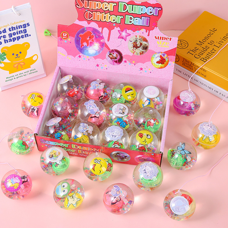 Children's rope crystal balls, glittering crystal balls, children's jumping luminous elastic balls are selling well at the street stall as kindergarten gifts Application Scenario