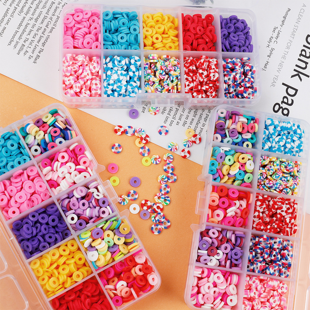 Amazon 10-grid clay bead slices mixed color soft clay pieces 6mm bracelet DIY handcrafted beaded jewelry accessory set details Picture