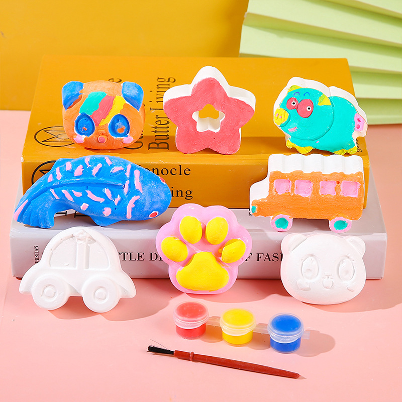 Mini plaster dolls with coloring, children's diy hand-painted white base small figurines, popular festival gifts wholesale full figure