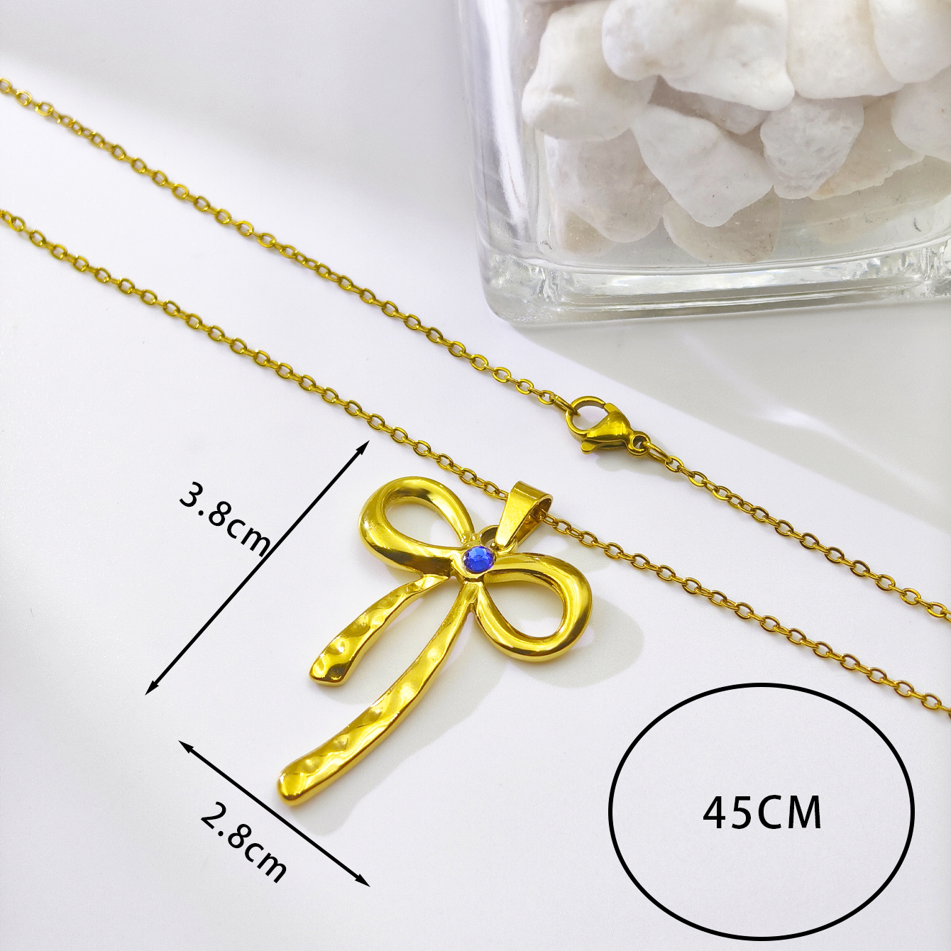 欧美跨境蝴蝶结法式复古精致项饰简约时尚百搭女式吊坠项链产品图