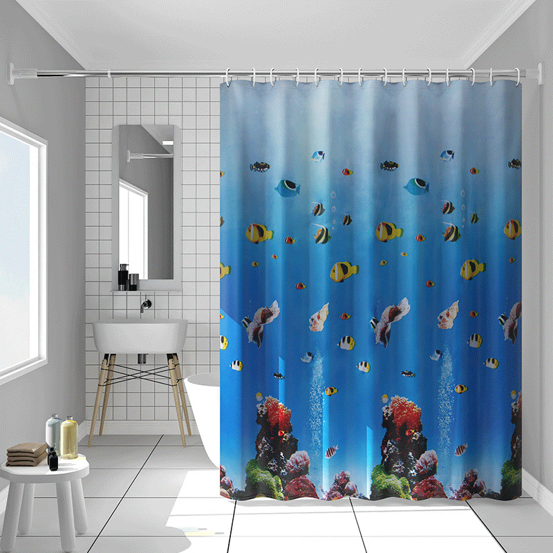 Waterproof and mold-proof, thickened bathroom curtain set, bathroom non-drilling partition curtain, door curtain, window curtain, cross-border hanging curtain details Picture
