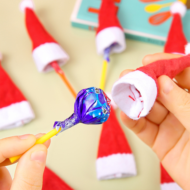 Christmas decoration items: mini Christmas hat, Christmas lollipop hat, Christmas non-woven fabric small hat, 4*7cm gift Application Scenario