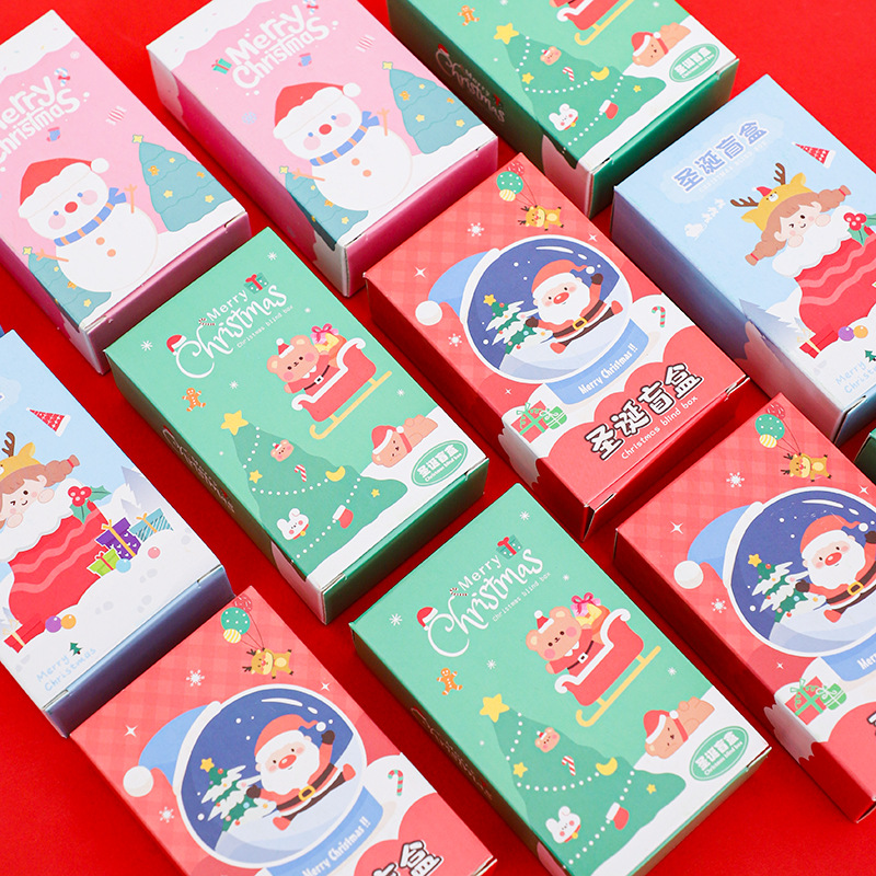 Christmas stationery blind box, cute cartoon Christmas gift, lucky gift box, educational stationery, surprise student gift Specification drawing