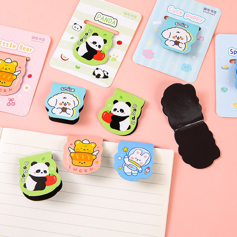 Cartoon Ins-style, high appearance level, children's magnetic bookmarks, creative for children, practical and cute for students, double-sided magnetic bookmarks details Picture