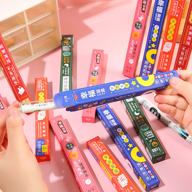 Creative surprise Inspirational blind box pens, student stationery small prizes, cute girls' inner sex pens blind box gifts Specification drawing