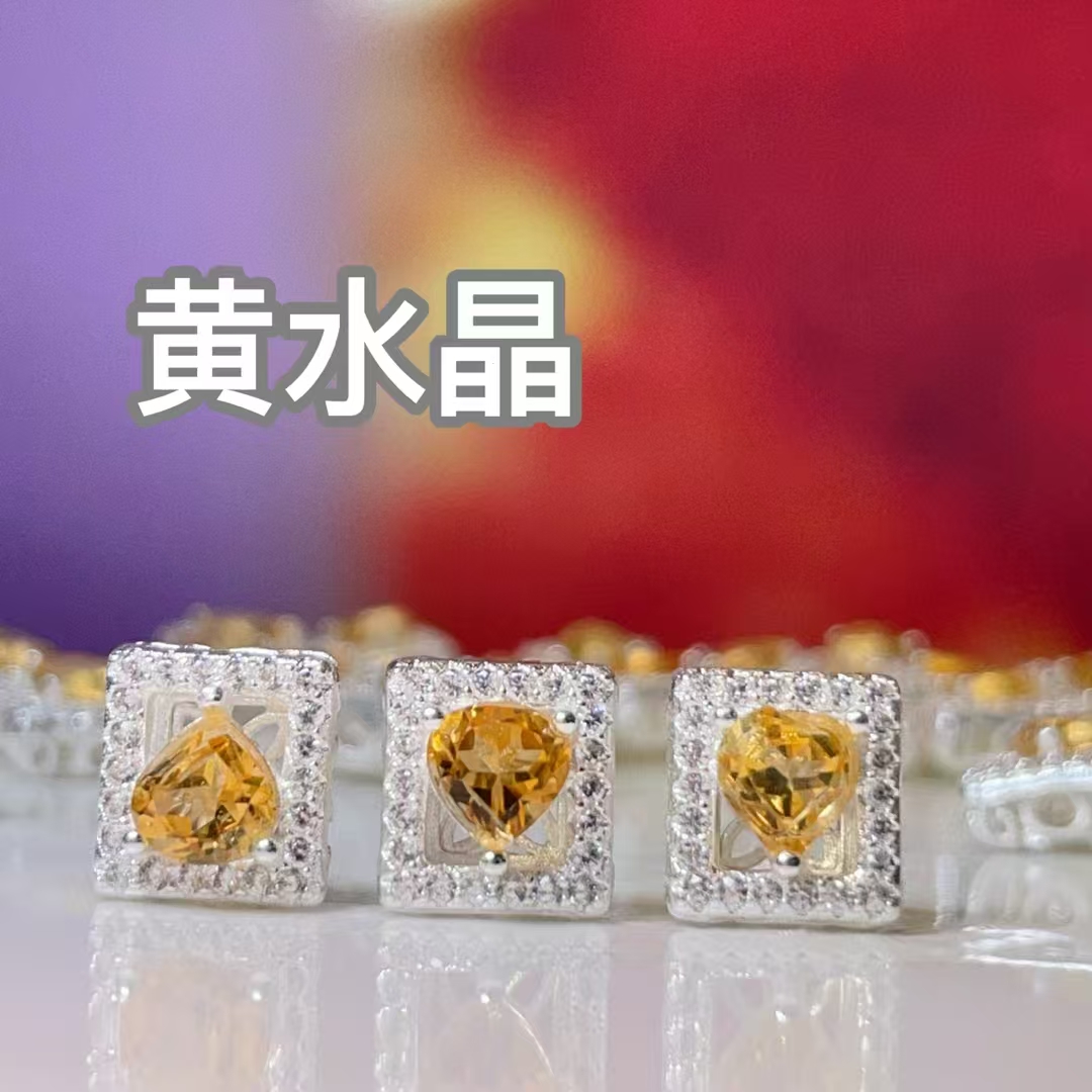 Yellow crystal square straight-hole diy jewelry accessories, crystal accessories, traditional sand gold accessories, copper-plated real gold, high color retention