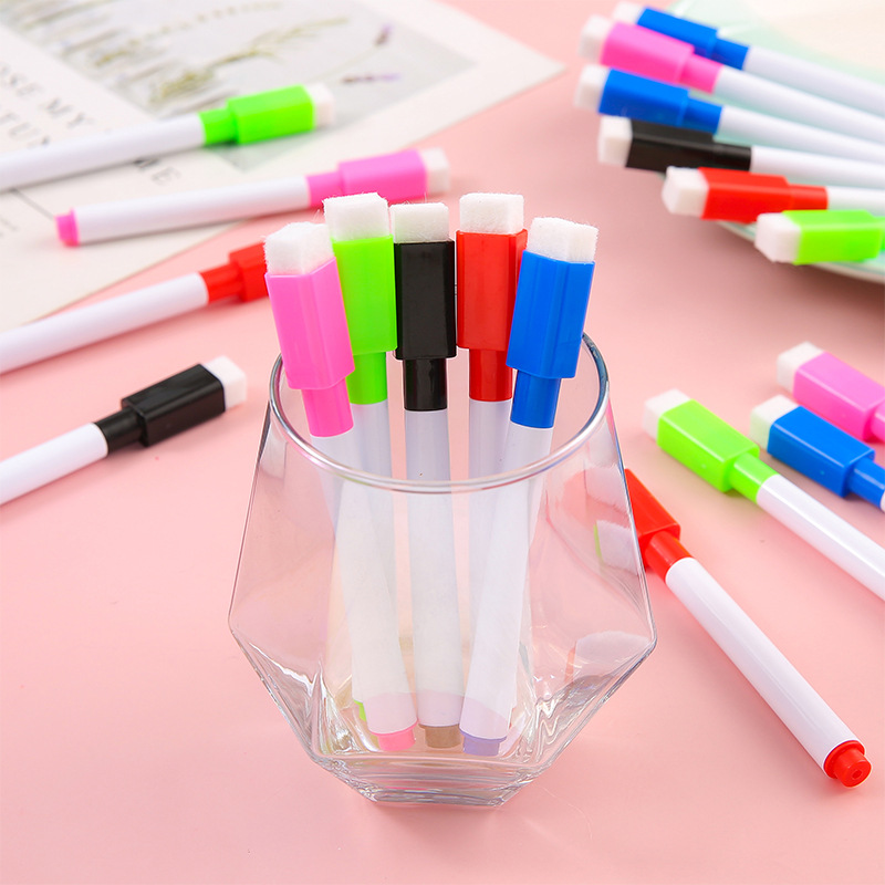 Water-washable color core and black core whiteboard pens, creative water-based eco-friendly small erasable pens with brushes, advertising LOGO printing Application Scenario