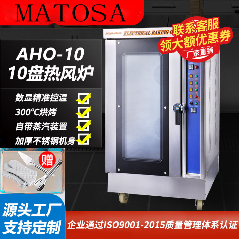 Steam spray 10-tray hot air circulation oven, commercial electric baking oven for pastries, cakes and bread